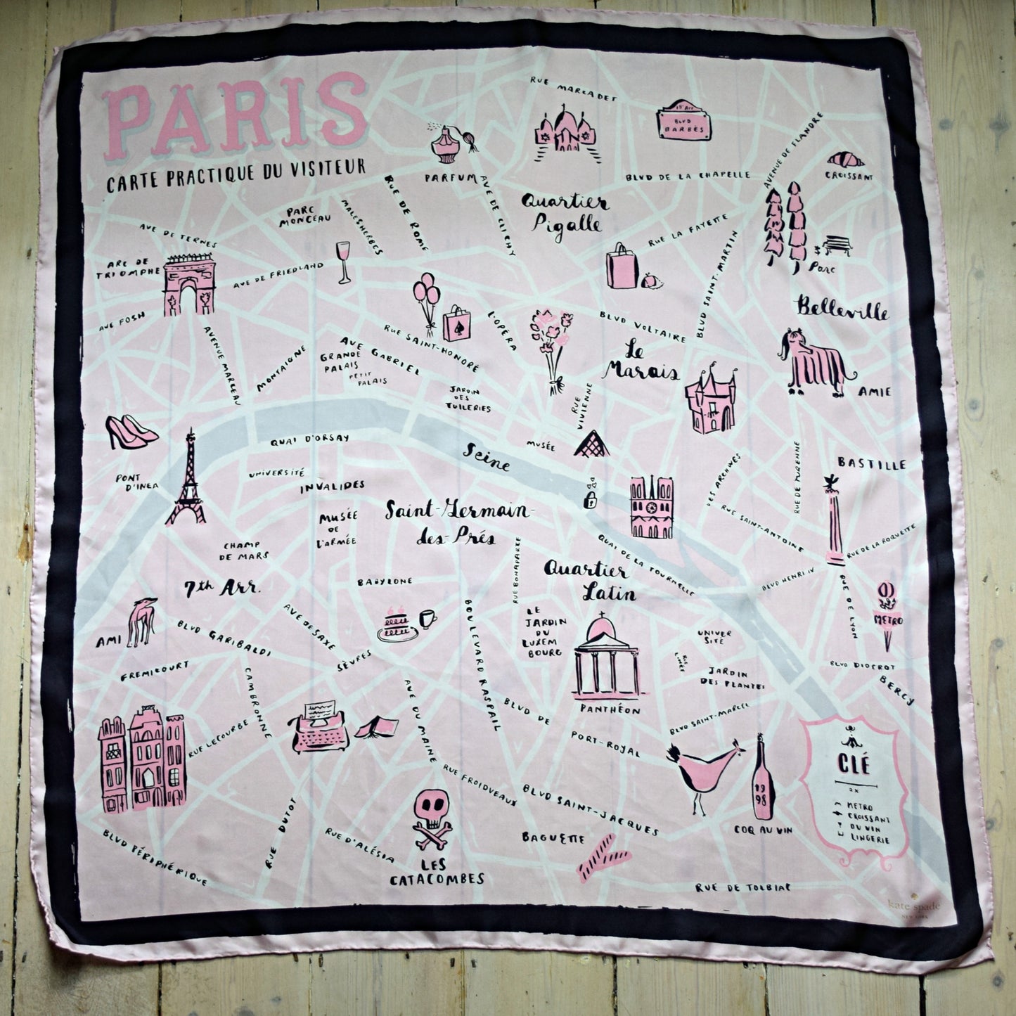 Kate Spade Silk Scarf, Paris Map Print