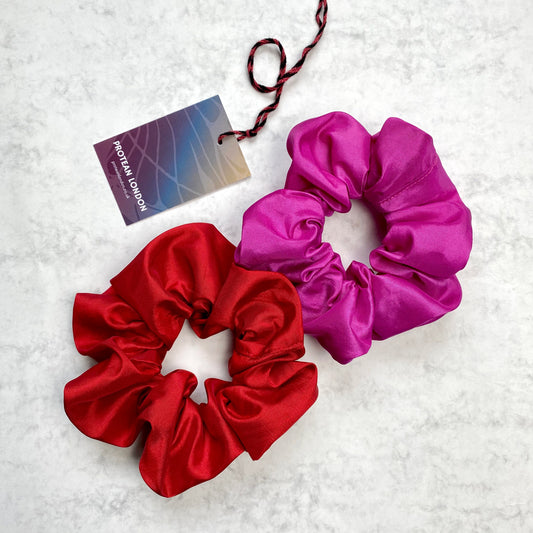 Red and Pink Scrunchies - Satin Scrunchie Set