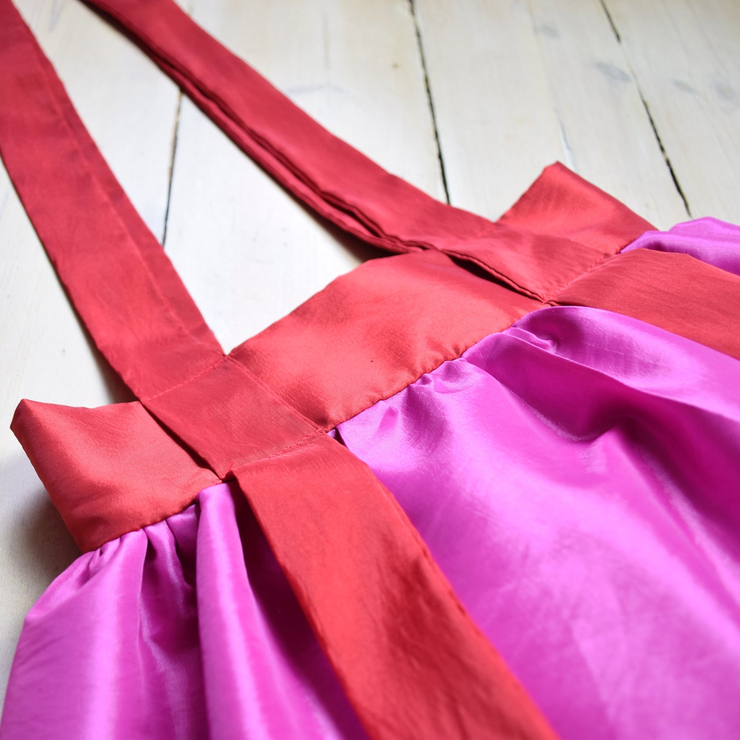 Satin Tote Bag - Pink & Red Taffeta