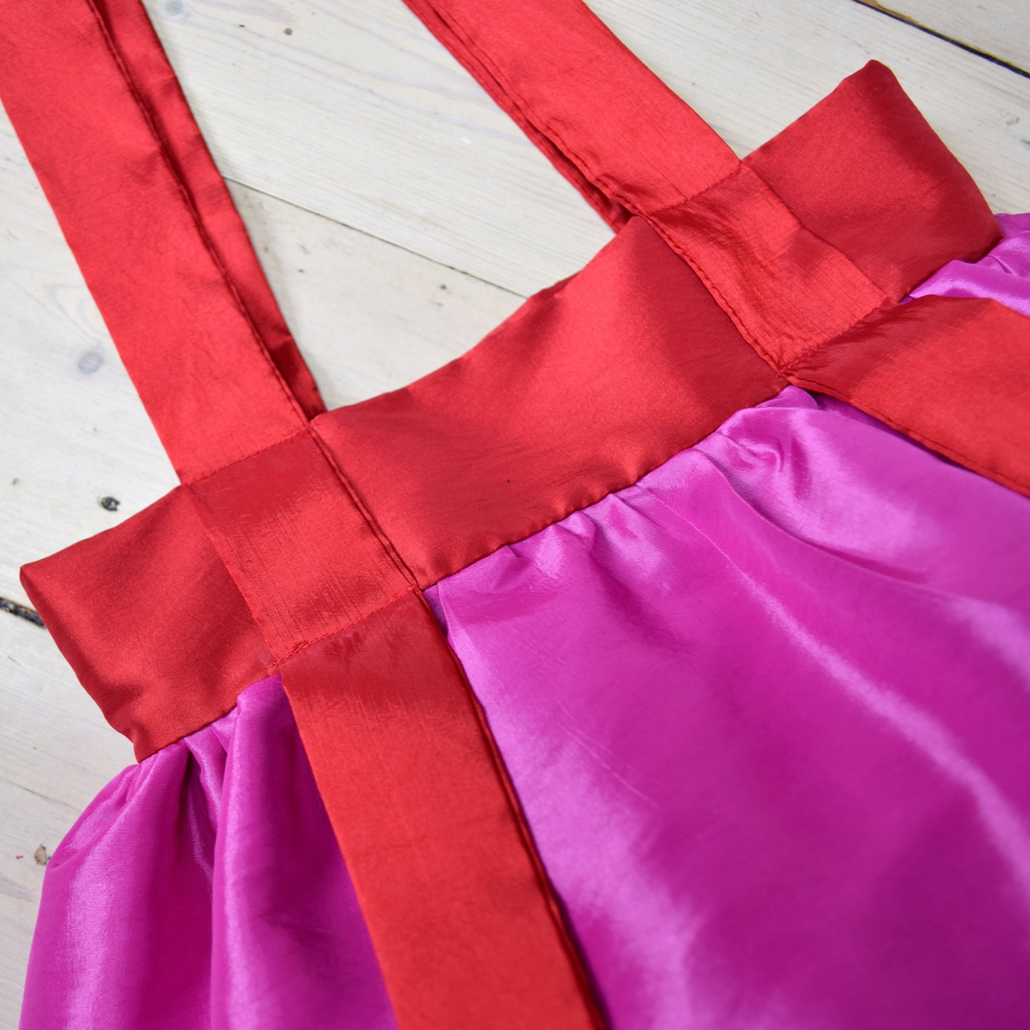 Satin Tote Bag - Pink & Red Taffeta