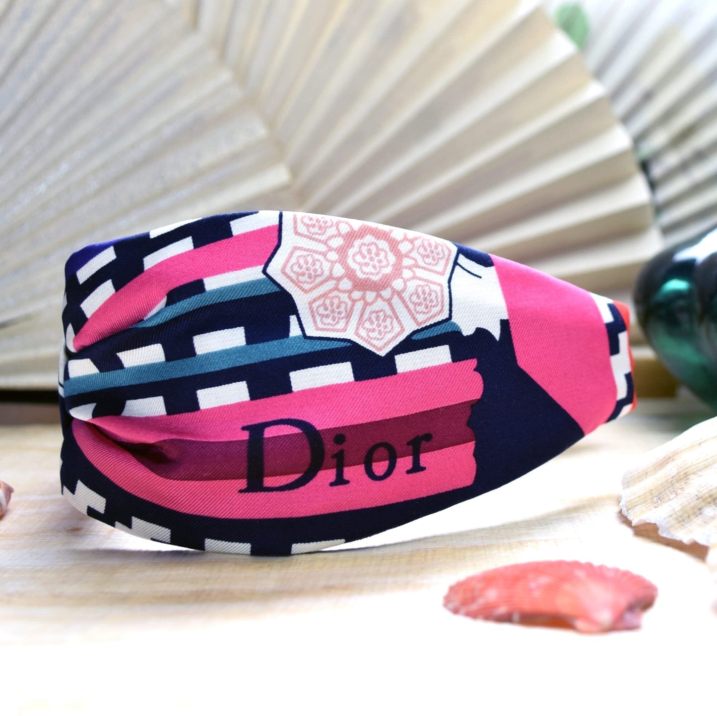 Altered and Upcycled Silk Scarf Christian Dior Headband - 