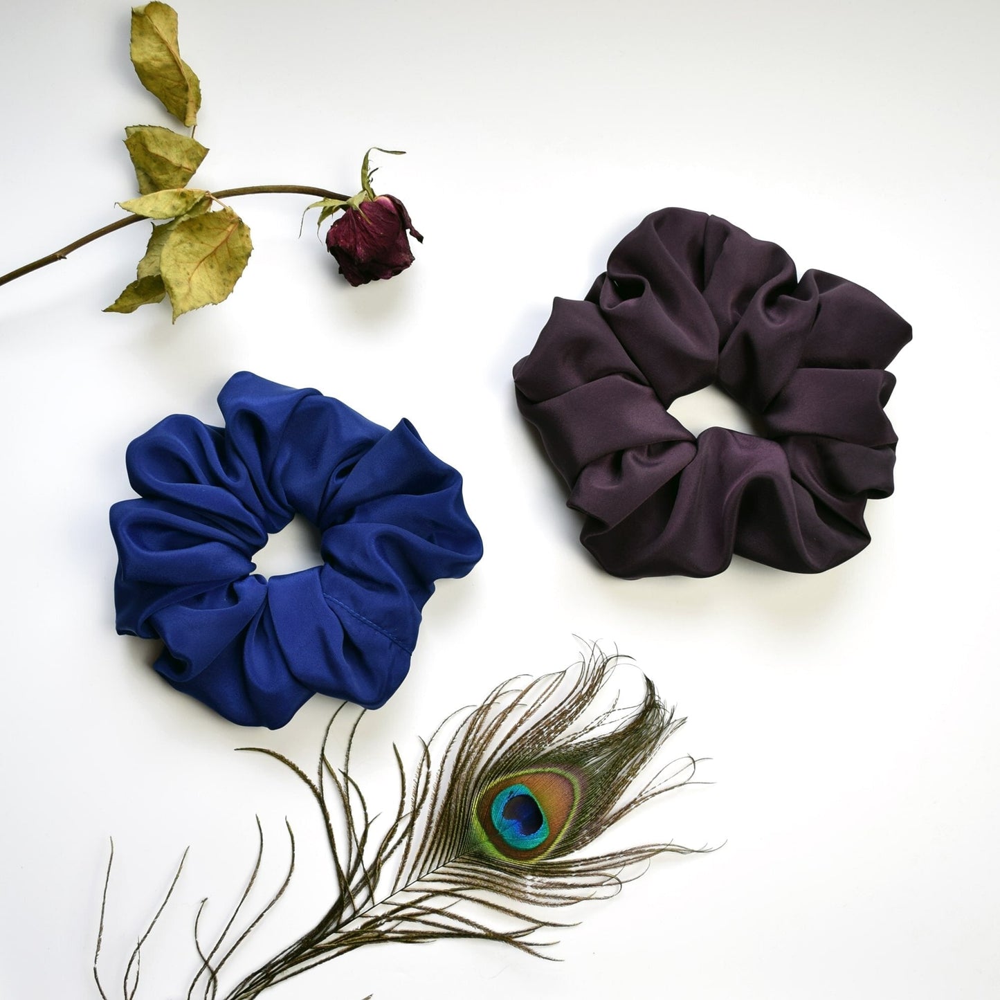 Blue and Purple Scrunchie Set - Hair Accessories
