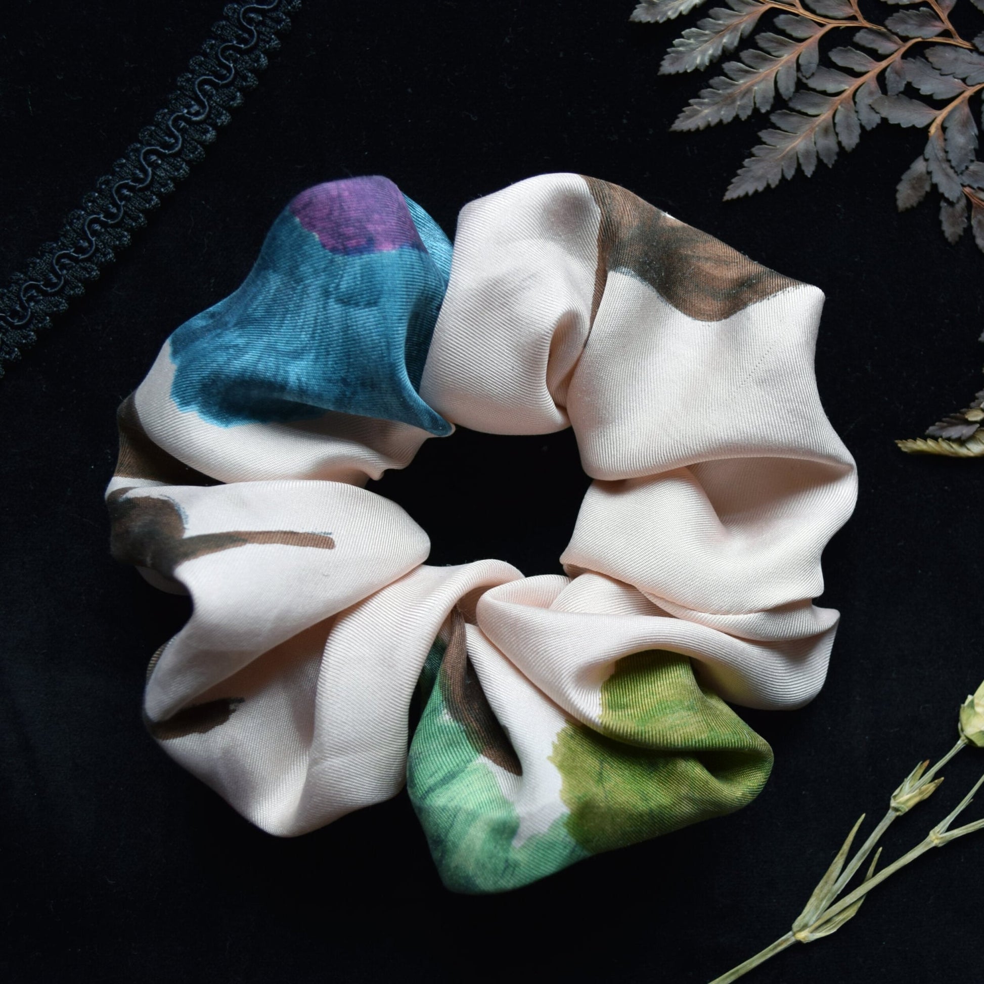 Floral Silk Scrunchie - Hair Accessories
