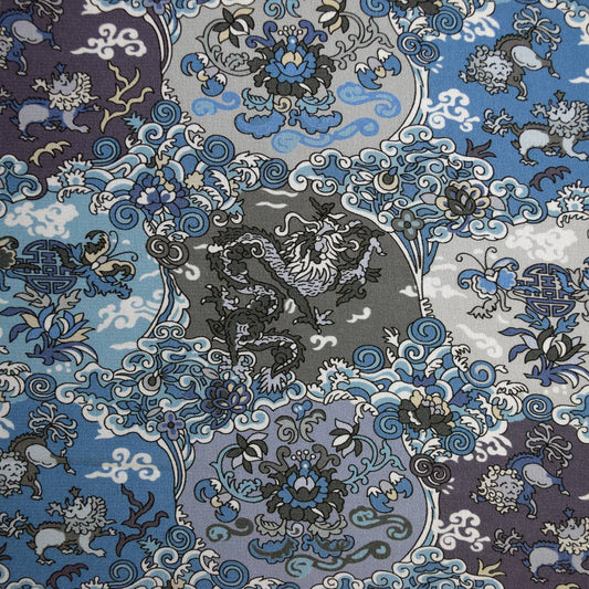 Liberty Print Silk Scrunchie - Dog and Dragon
