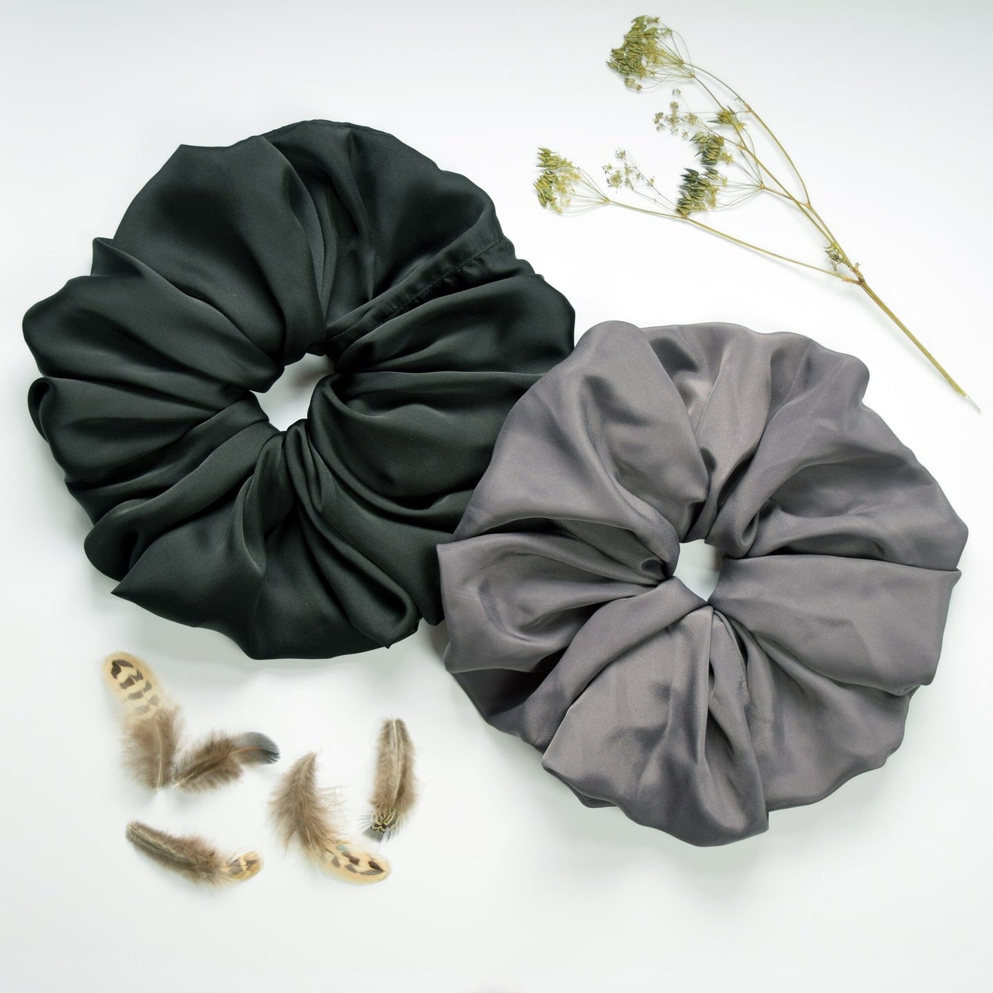 Oversized Giant Scrunchies Set in Black and Grey