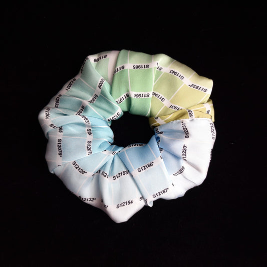Pantone Colour Swatch Satin Scrunchie in Blues and Greens