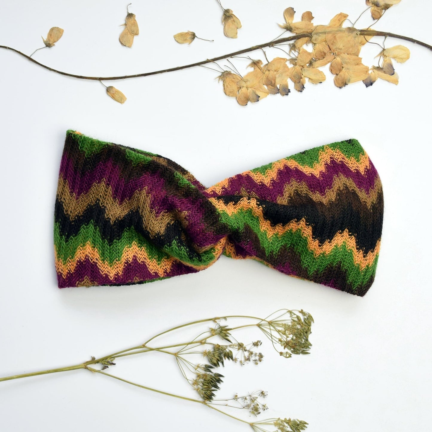Repurposed Vintage 70s Missoni Fabric Wide Knot Headband - 
