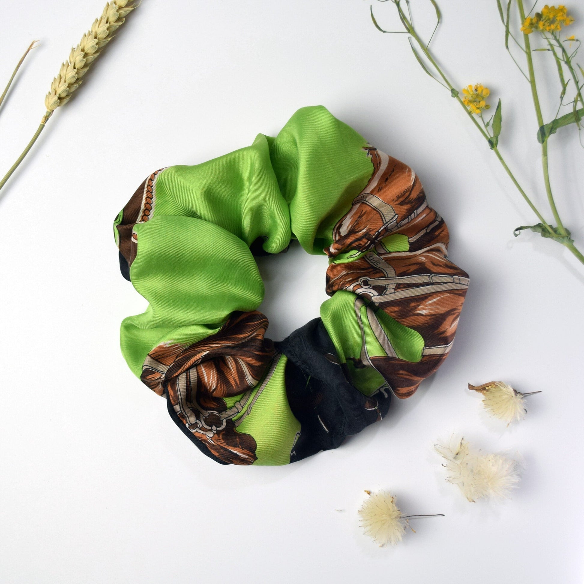 Silk Hair Scrunchie - Horse Print - Zero Waste Gifts