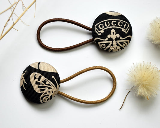 Upcycled and Reworked Gucci Print Silk Hair Bobbles 3